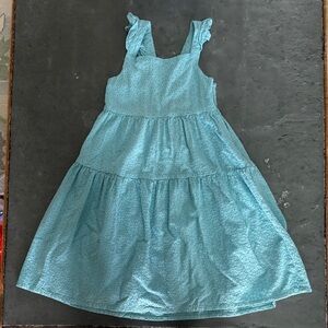 Boden Girls' Aqua Tiered Eyelet Dress